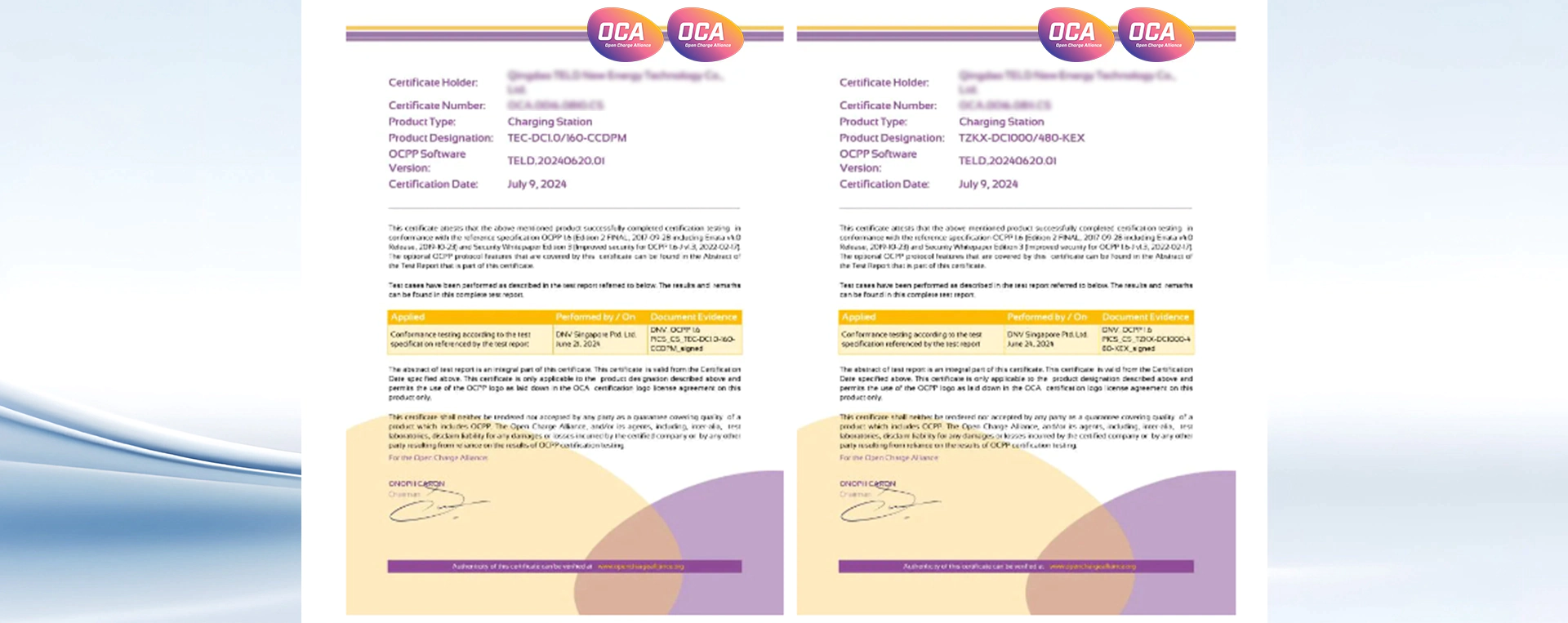 Charging OCA certification
