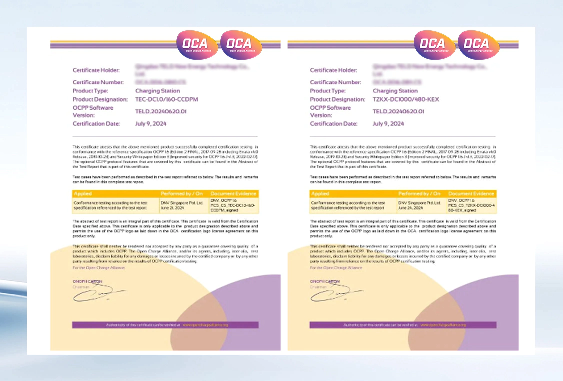 Charging OCA certification